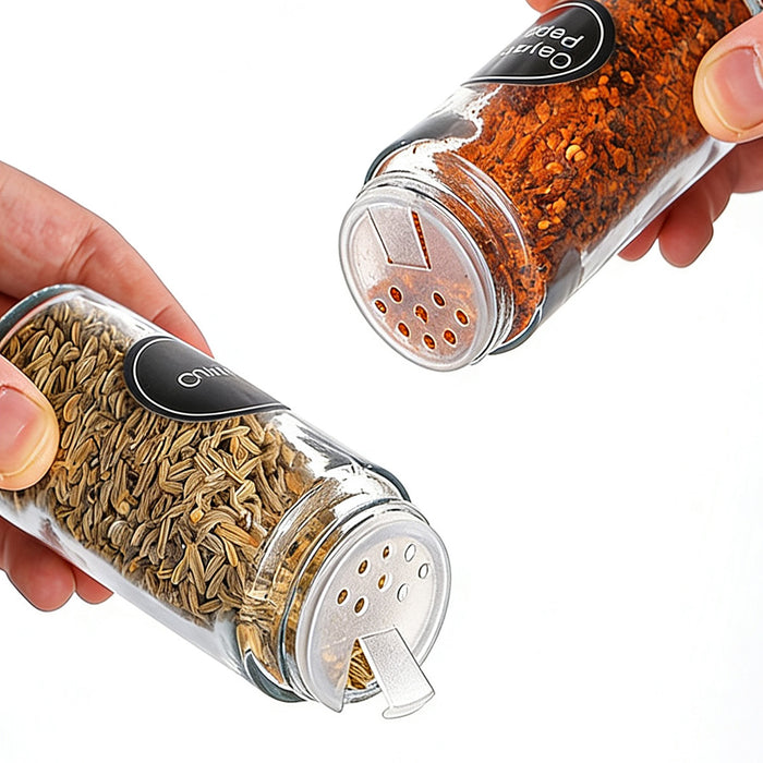 12 Pcs Glass Spice Jars with Wooden Lids Labels 120ml