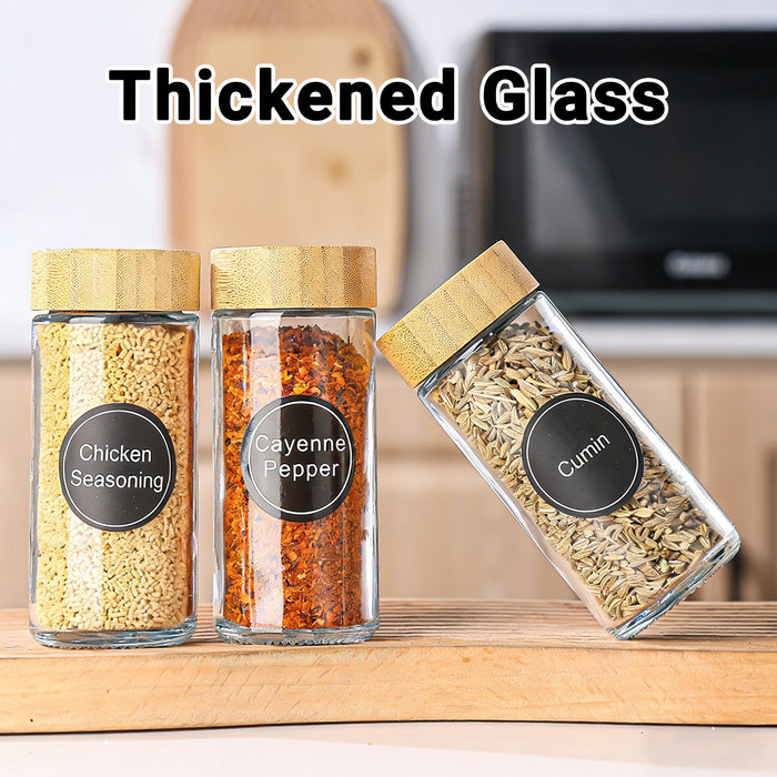 12 Pcs Glass Spice Jars with Wooden Lids Labels 120ml