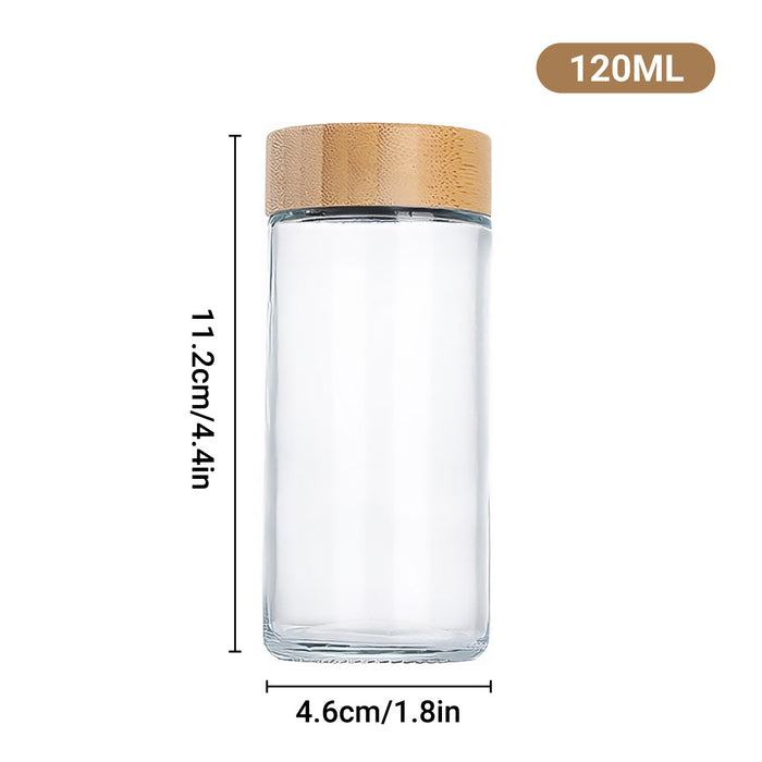 12 Pcs Glass Spice Jars with Wooden Lids Labels 120ml