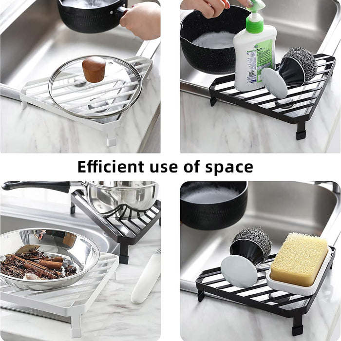 Kitchen Corner Shelf Triangle Metal Countertop Storage Rack
