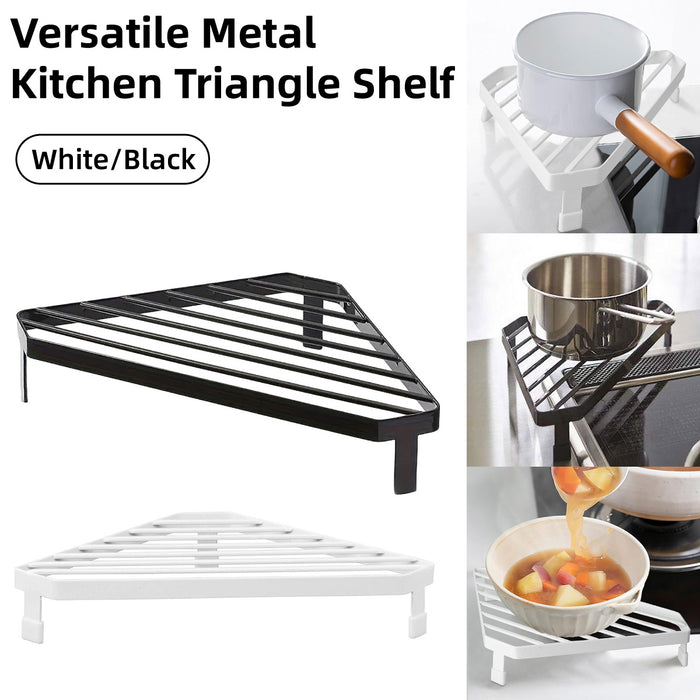 Kitchen Corner Shelf Triangle Metal Countertop Storage Rack