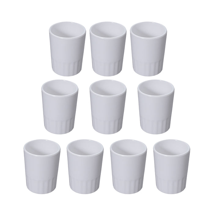 10 Pcs Melamine Tumbler Mugs Shatterproof White 98mm