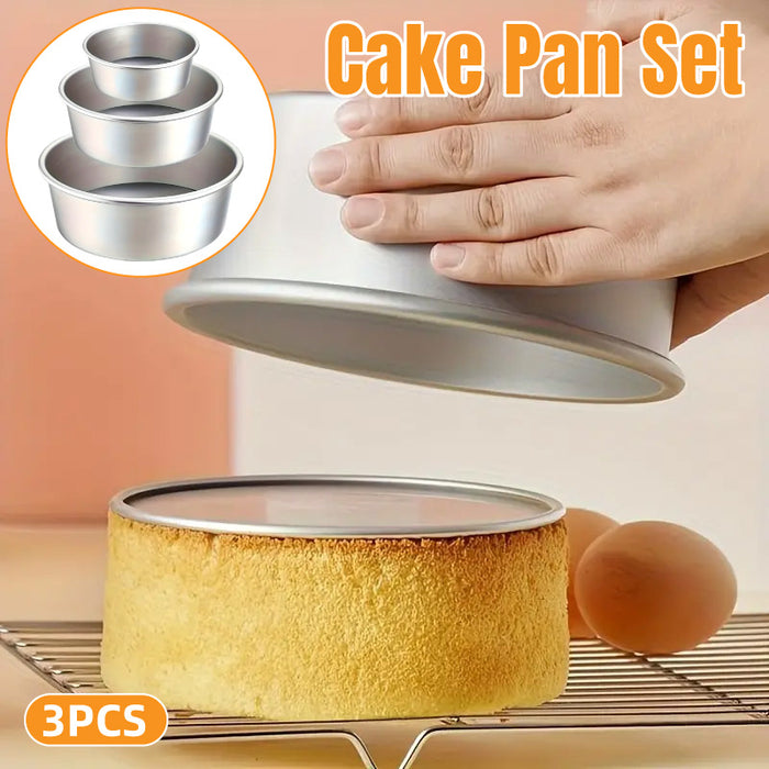 3 Pcs Round Cake Mould Set Anodised Aluminium Nonstick