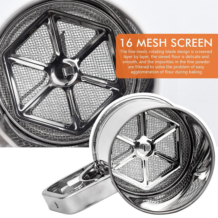 Stainless Steel Handheld Flour Sifter with Double-Layer Mesh for Baking