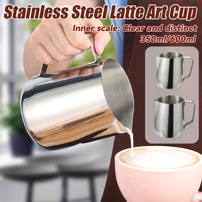 Stainless Steel Milk Frothing Pitcher 350ml 600ml Tapered Spout