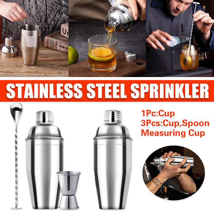 3 Pcs Stainless Steel Cocktail Shaker Set 750ML with Jigger