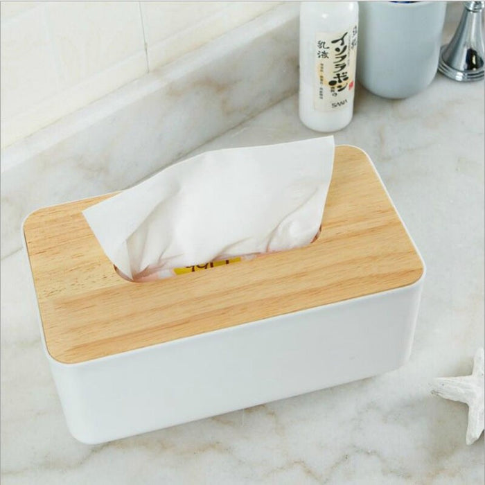 Wooden Tissue Box Cover PP + Wood European Style 4 Colours 20.5 x 12 x 10 cm
