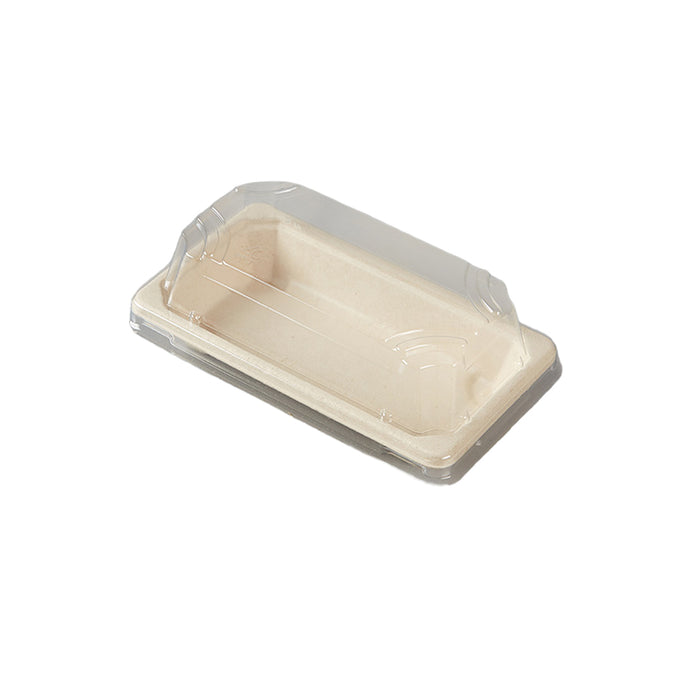 50 Pcs Biodegradable Sushi Boxes with Clear Lid Leak-Proof Natural Beige 8 Sizes