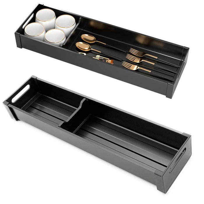 Aluminium Cutlery Tray Black with Adjustable Divider for Drawer
