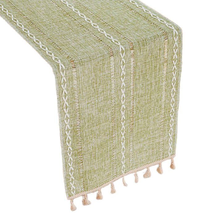 Solid Colour Woven Table Runner, 2750mm - Green