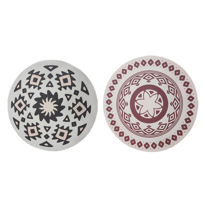 4PCS Round Bohemian Printed Waterproof PVC Dining Placemats