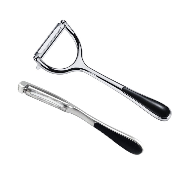 2 Pcs Stainless Steel Peeler Set with Serrated Blades