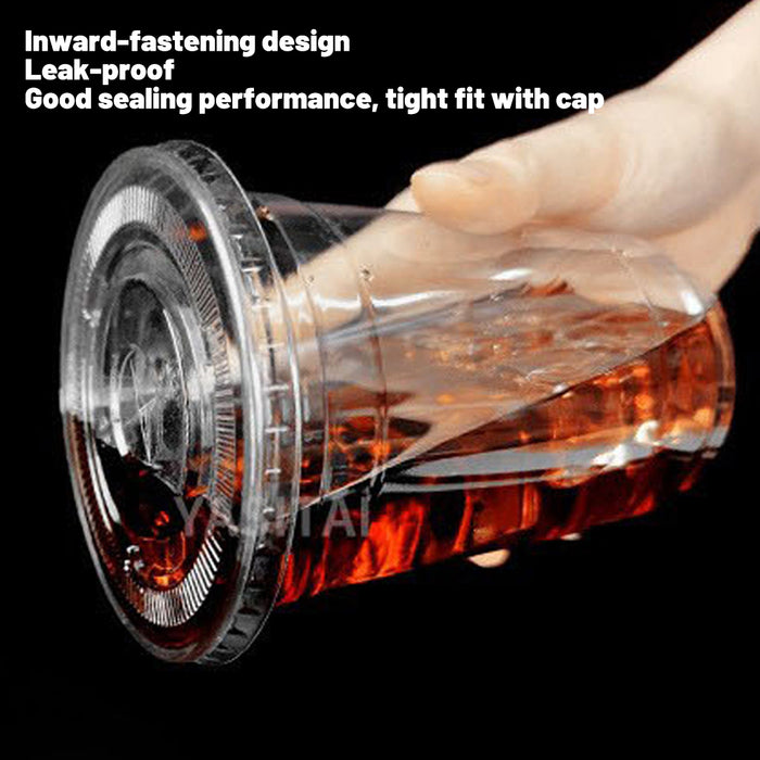 250 Sets Transparent PET Drink Cups With Lids 400ml Leak Proof