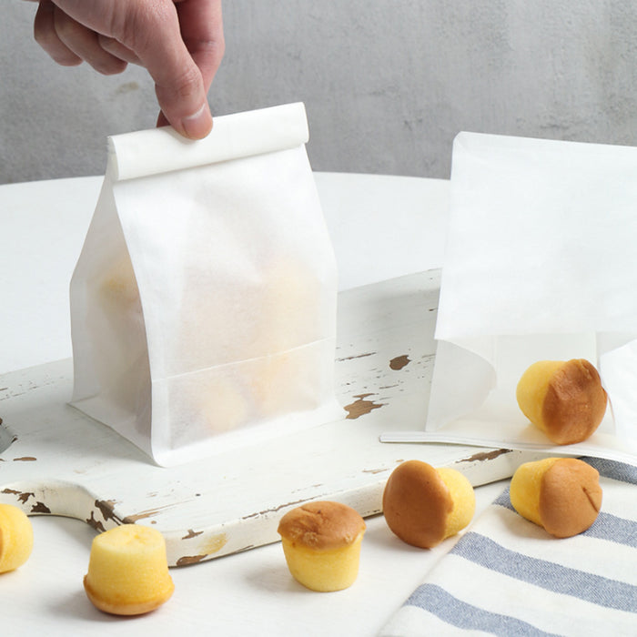 50PCS Oil-proof Paper Bread Bags Self-Standing Baking Packaging Fresh Seal Bags