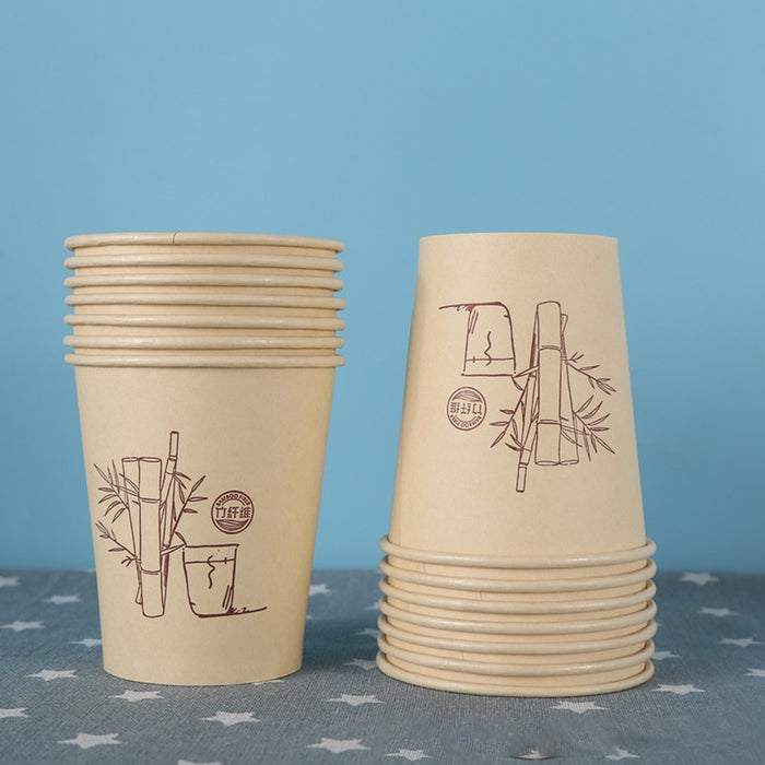 500 Pcs Disposable Paper Coffee Cups 9oz Bamboo Pulp Leak Proof