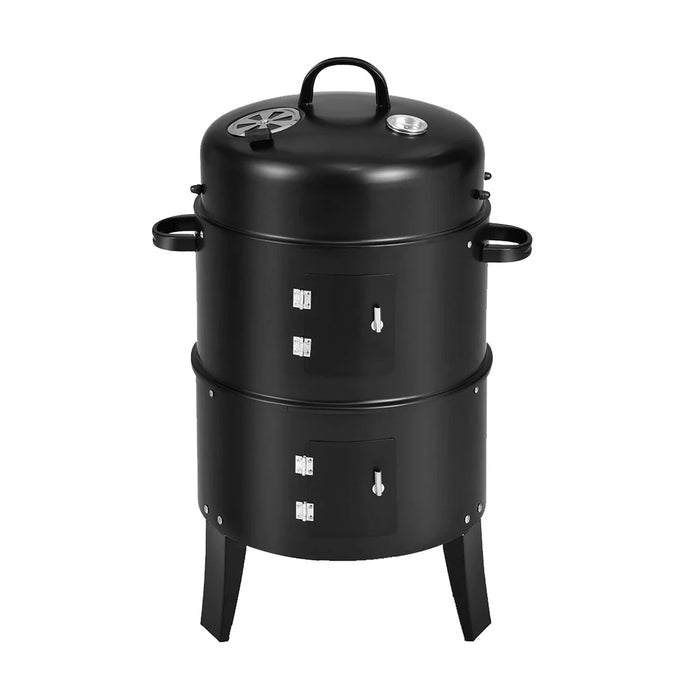 EW 3-in-1 Portable Charcoal Smoker BBQ Grill Powder-Coated Steel 40 x 80 cm