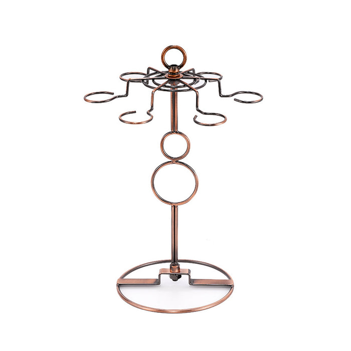 Freestanding Wine Glass Rack Iron Wire Brown for Bar