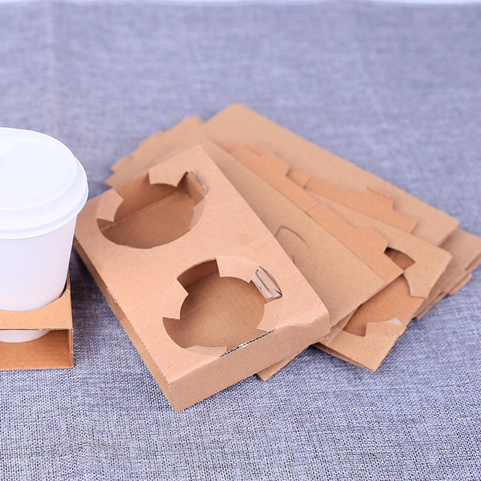 100 Pcs Corrugated Cup Holder Thick Kraft Paper Base
