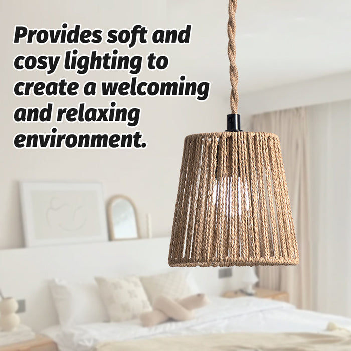 Paper Rope Lampshade Khaki Modern Chinese Zen Pendant