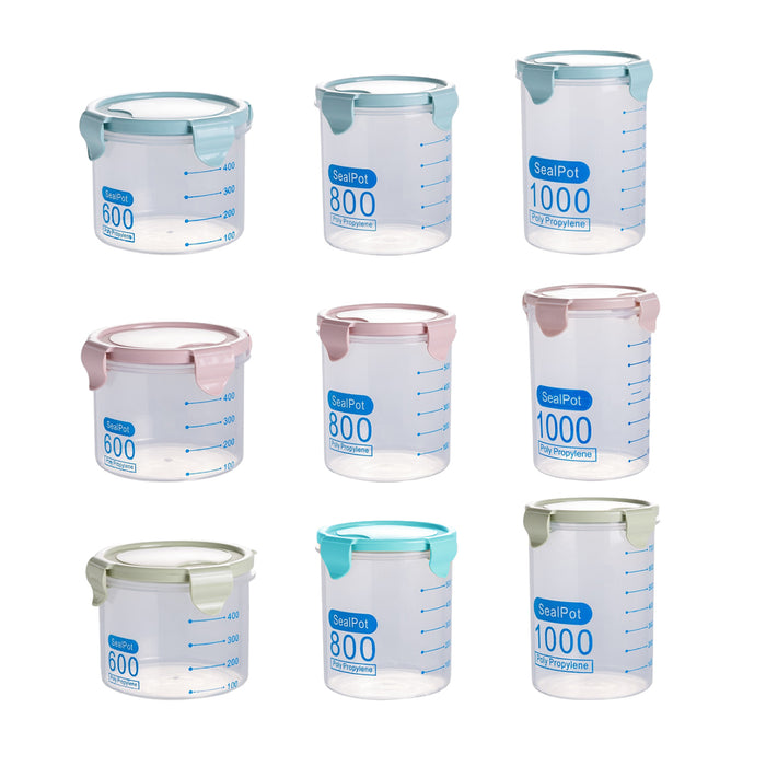 9 Pcs Airtight Food Storage Jars with Snap-Seal Lids