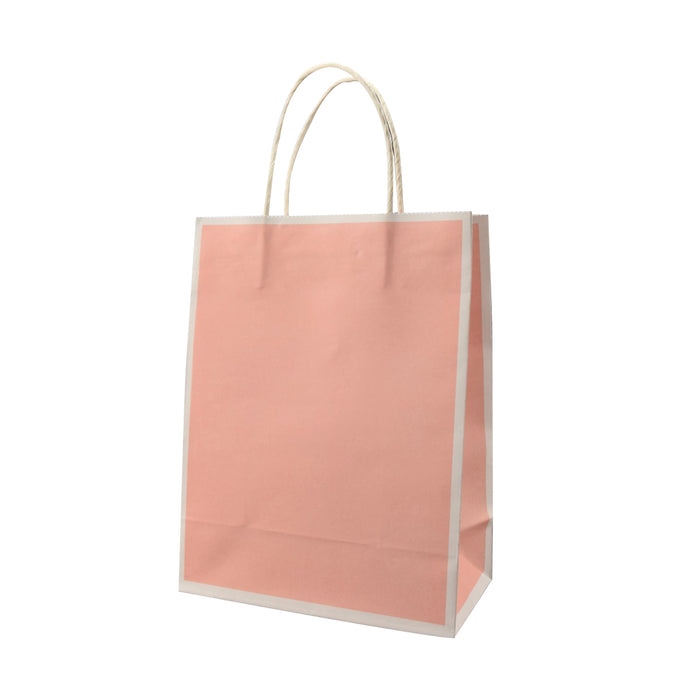 50 Pcs Kraft Paper Bags Reinforced Handles 4 Sizes 6 Colours Shopping Gift Bags
