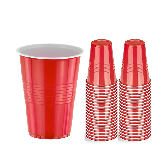 50PCS 16oz Red Plastic Party Cups With Textured Grip