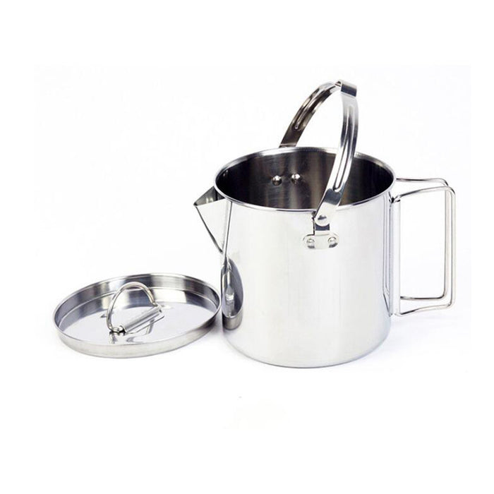 1.2L Stainless Steel Camping Kettle with Lid for Hiking Picnic