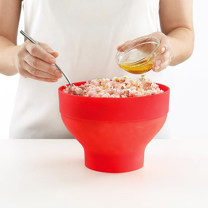 Silicone Microwave Foldable Popcorn Bucket with Lid