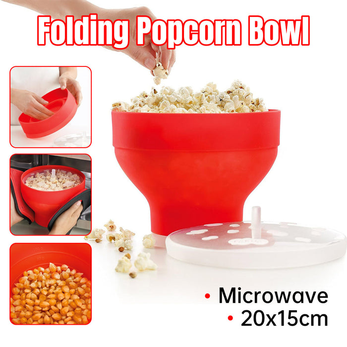 Silicone Microwave Foldable Popcorn Bucket with Lid