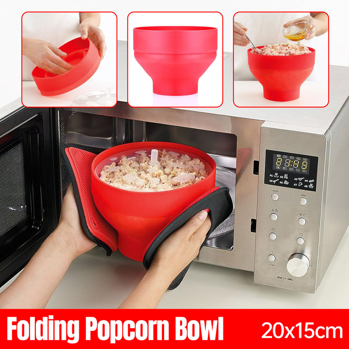 Silicone Microwave Foldable Popcorn Bucket with Lid