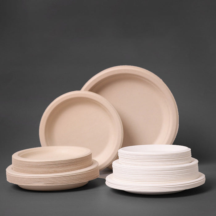 100Pcs Sugarcane Paper Trays, 7-10inch