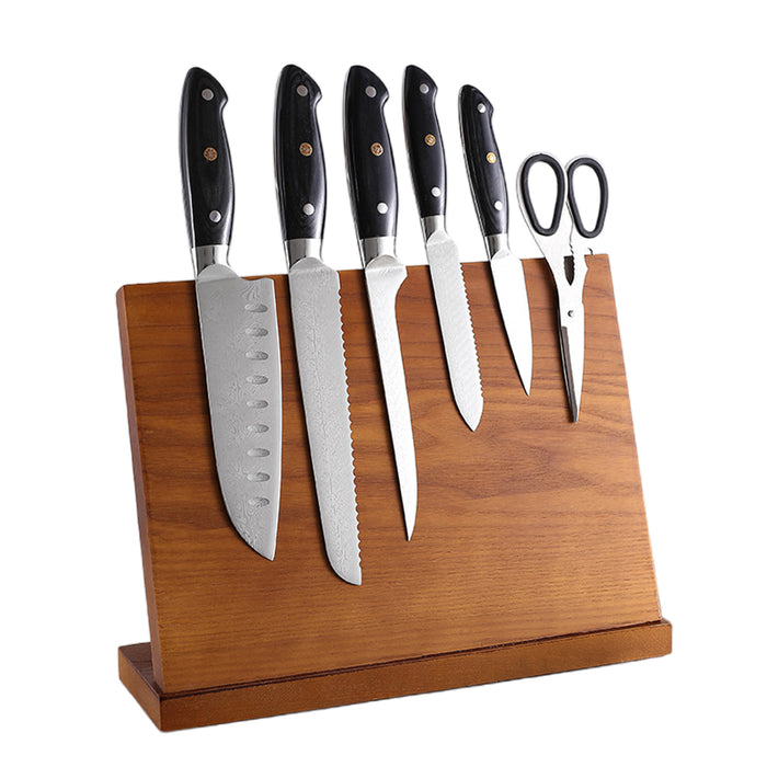 Wooden Magnetic Knife Holder with Non-Slip Base Stand