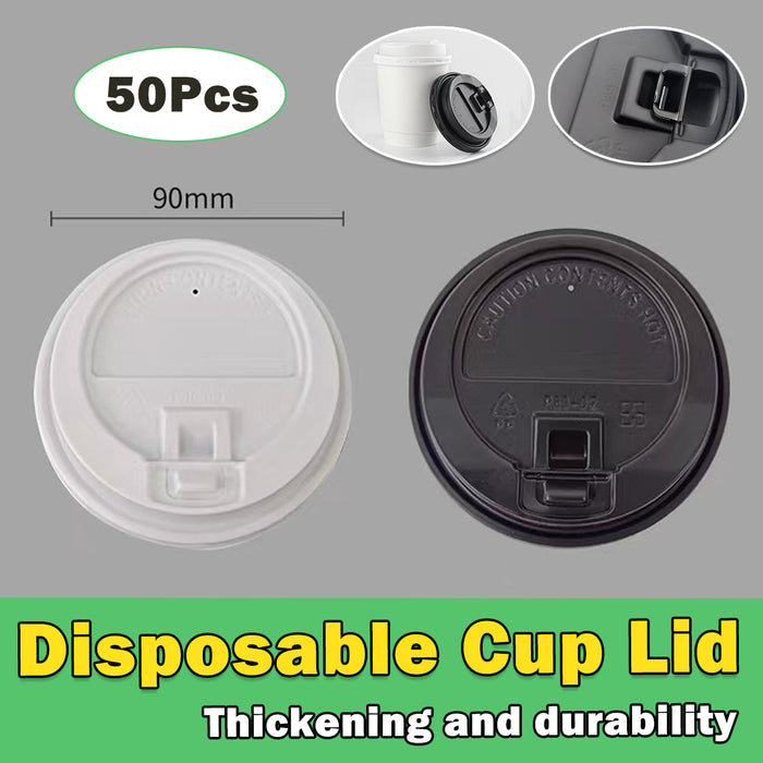 50 Pcs Disposable Coffee Cup Lids Flip-Top 9cm Food Grade