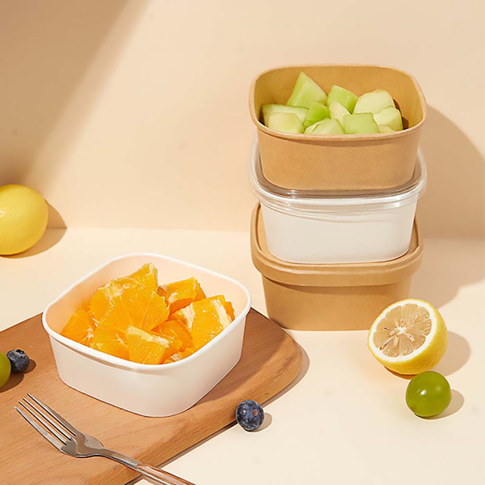 50 Pcs Square Food Containers with Lids 750ml Leak Proof