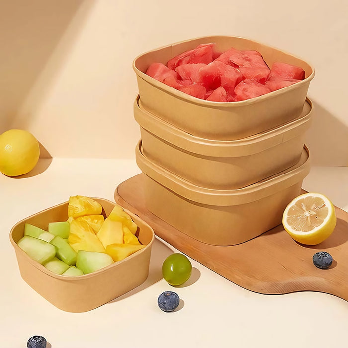 50 Pcs Square Food Containers with Lids 750ml Leak Proof