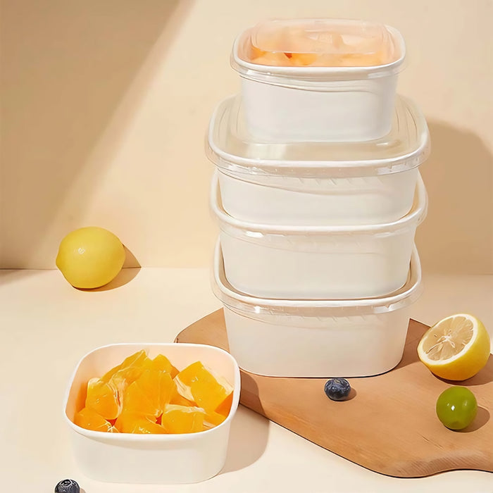 50 Pcs Square Food Containers with Lids 750ml Leak Proof