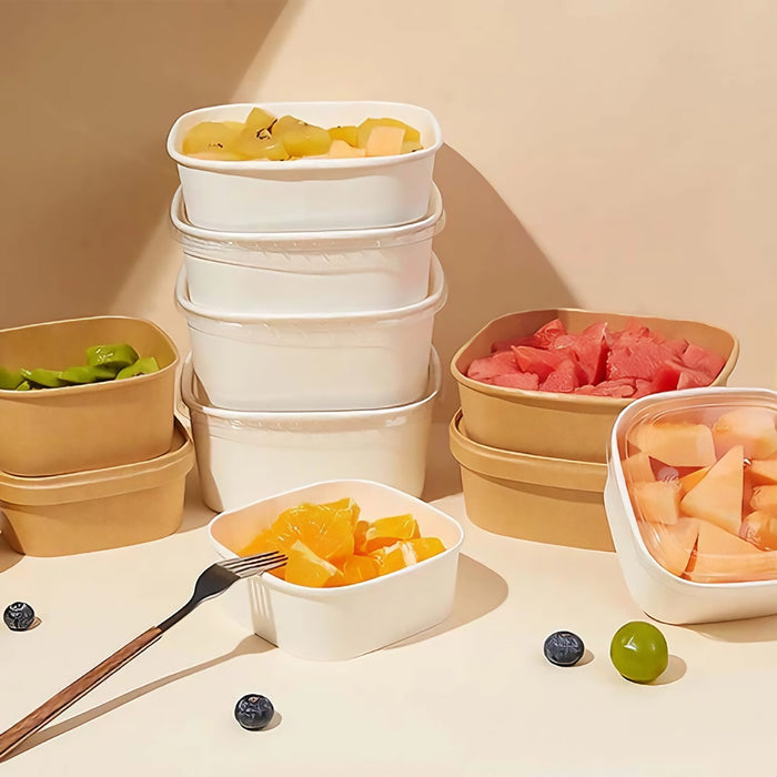 50 Pcs Square Food Containers with Lids 750ml Leak Proof