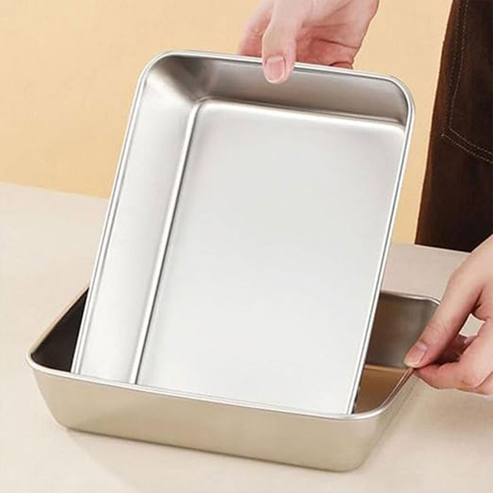 2pcs Stainless Steel Food Storage Containers With Lid, 55x200x55mm
