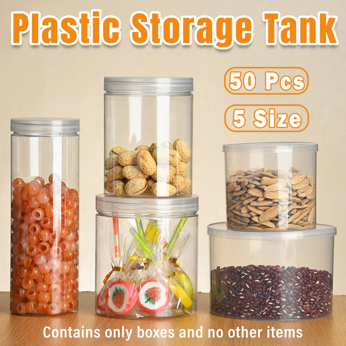 50 Pcs Wide Mouth Plastic Storage Bottles Airtight Screw Top Lids