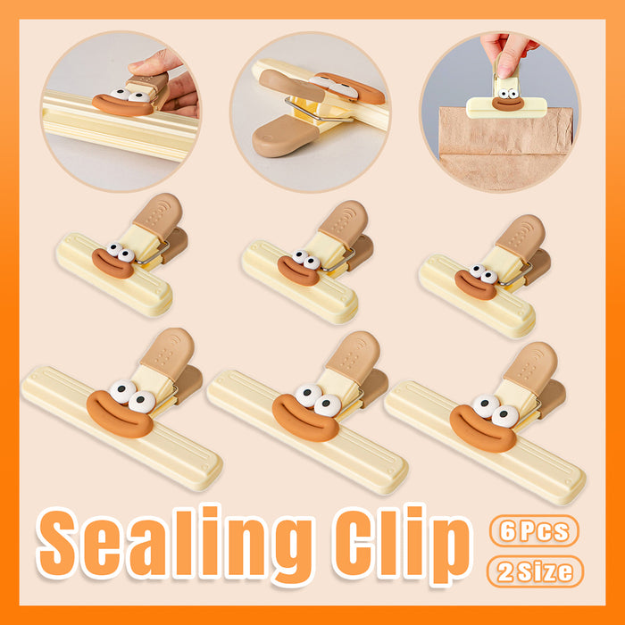 6 Pcs Plastic Bag Sealing Clips ABS Rubber 2 Sizes