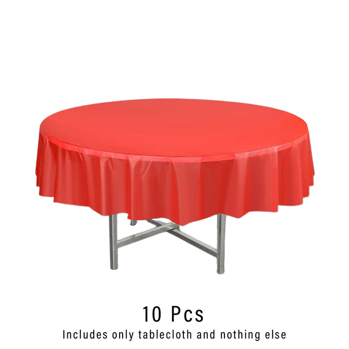 10 Pcs Round PEVA Tablecloths Waterproof Oil-Resistant 213 cm