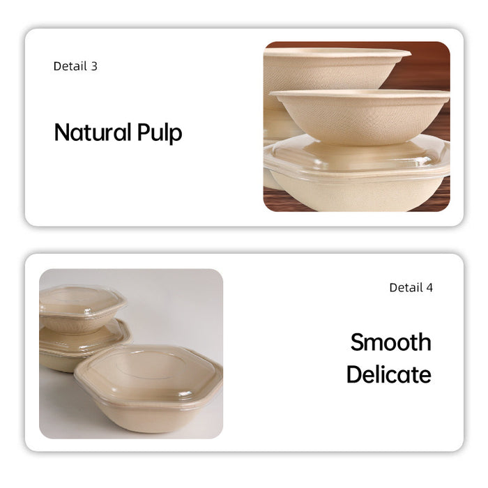 50Pcs Eco Hexagonal Biodegradable Salad Bowls Natural Pulp Food Containers