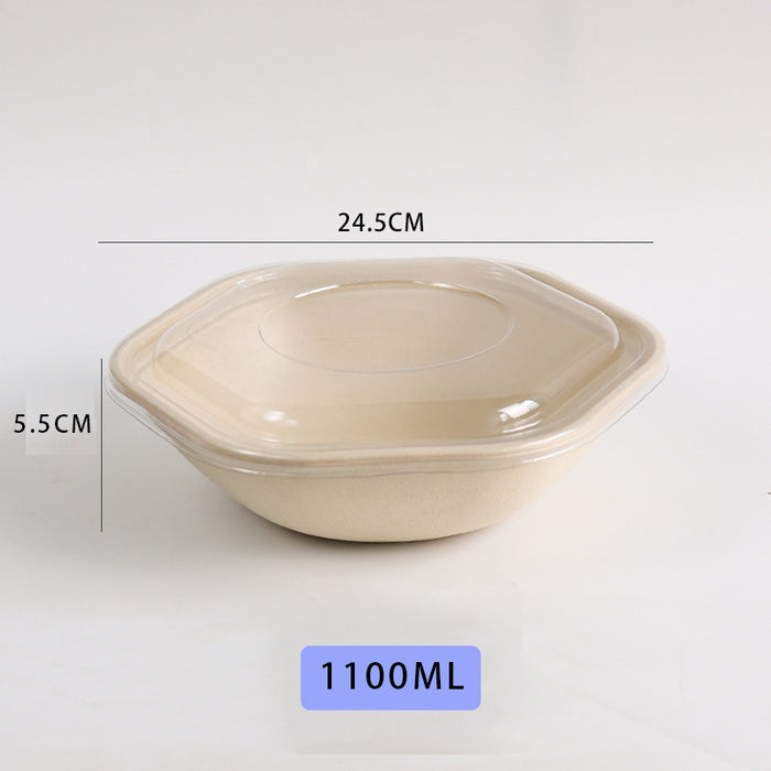 50Pcs Eco Hexagonal Biodegradable Salad Bowls Natural Pulp Food Containers
