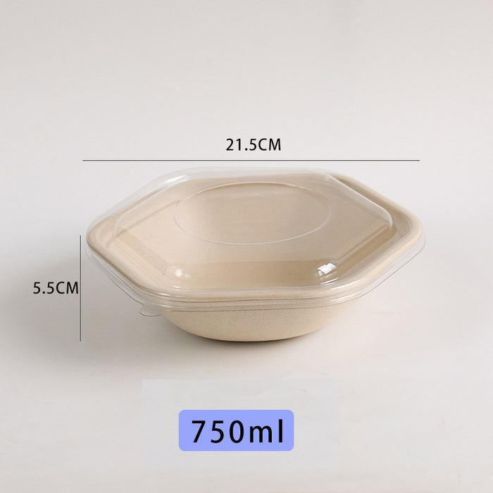 50Pcs Eco Hexagonal Biodegradable Salad Bowls Natural Pulp Food Containers