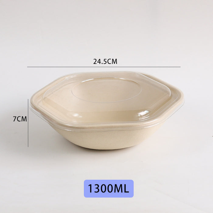 50Pcs Eco Hexagonal Biodegradable Salad Bowls Natural Pulp Food Containers