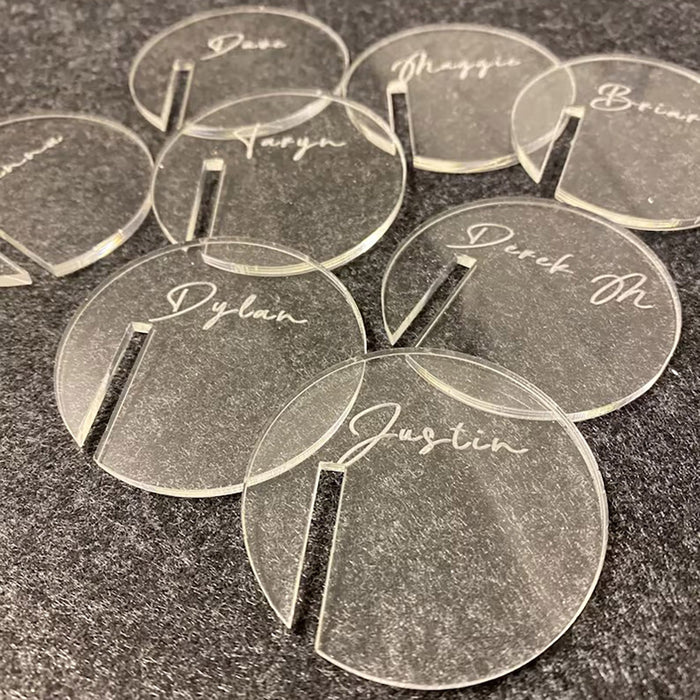 30 Piece Round Acrylic Drink Labels Clear Gold Mirror