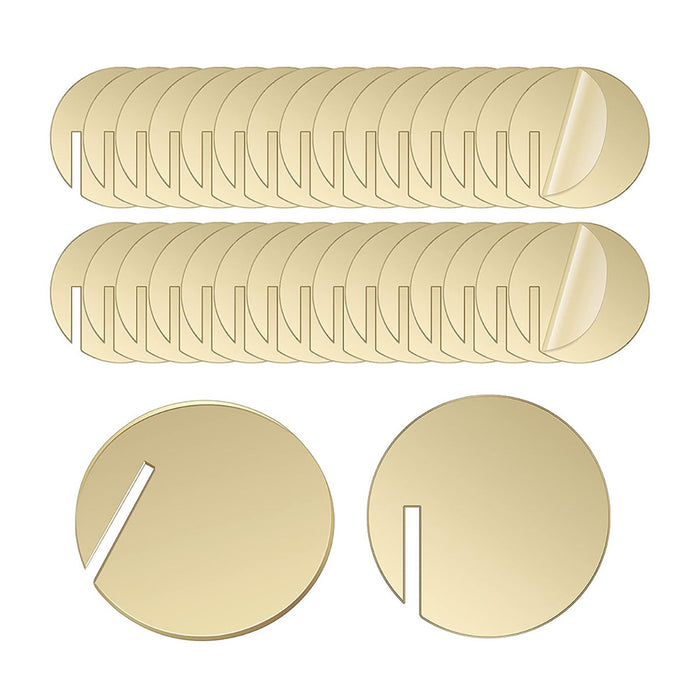 30 Piece Round Acrylic Drink Labels Clear Gold Mirror