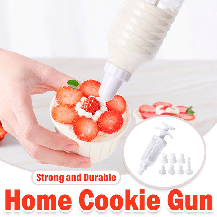 Cookie Press Gun with 8 Nozzles Food-Grade Plastic White