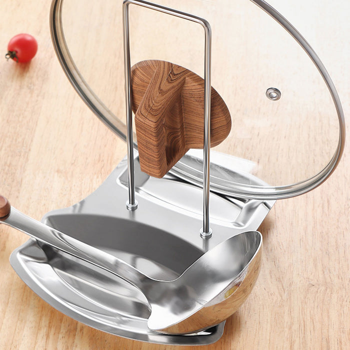 Stainless Steel Pot Lid Spoon Rack With Drip Tray Removable