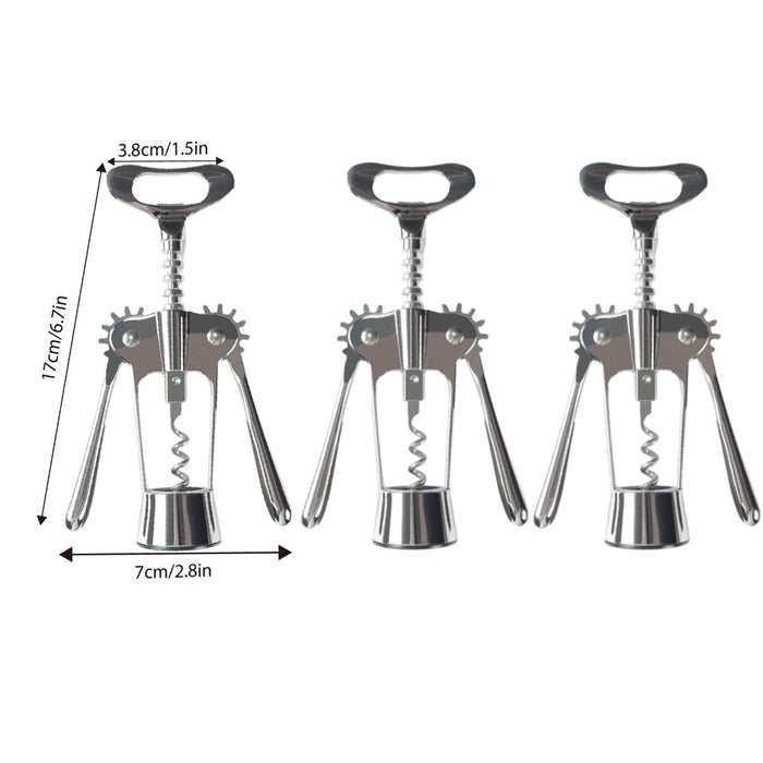 3 Pcs Stainless Steel Wine Corkscrew Bottle Opener Set